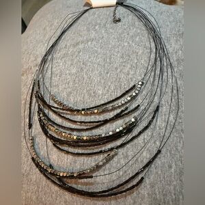Black Beaded Multi-Strand Necklace NWT